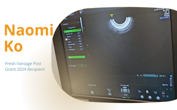 White background with a still from the film. In gold letters Naomi Ko. The still is a sonogram. 