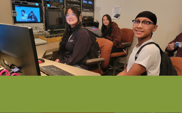 youth in the production studio control room